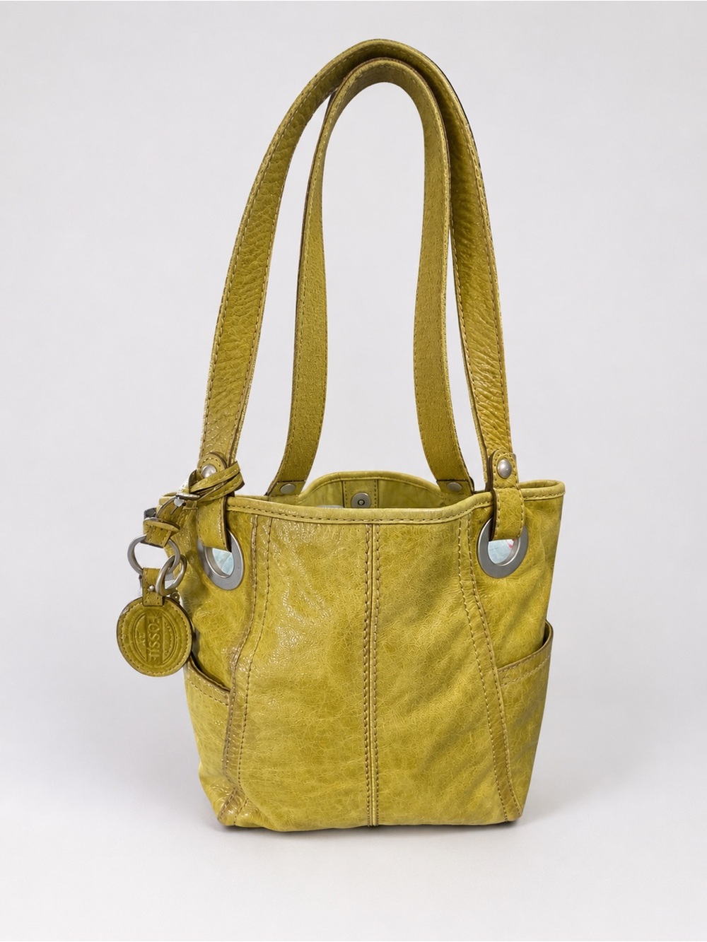 Fossil Yellow Leather Shoulder Bag with Ring Hardware